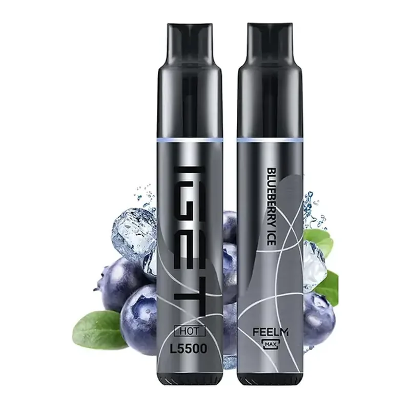 IGET Hot 5500 Blueberry Ice disposable vape shown upright on a plain white background