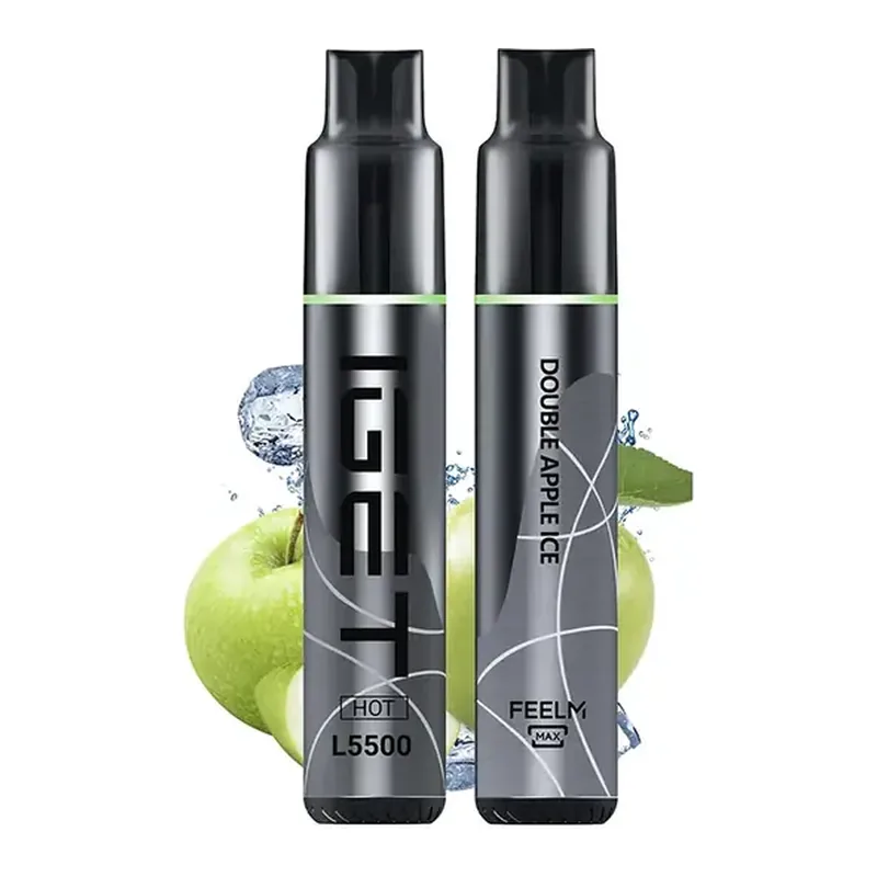 IGET Hot 5500 Double Apple Ice disposable vape shown upright on a plain white background