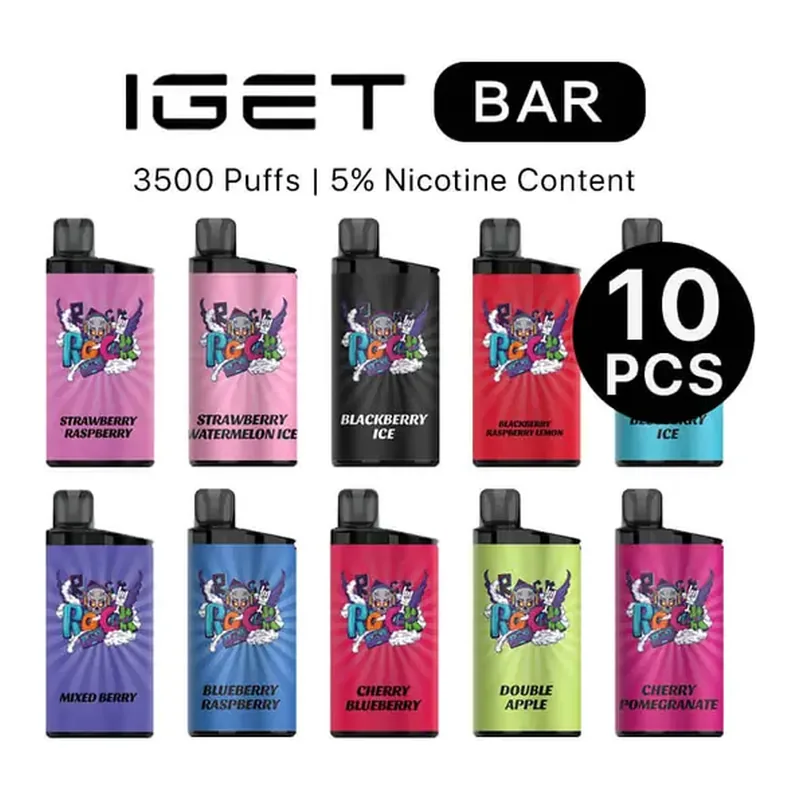 Front view of the IGET Bar Box Mixed Flavours 10 Pack bulk carton in Iget Bar Box Mixed Flavours (10pcs)