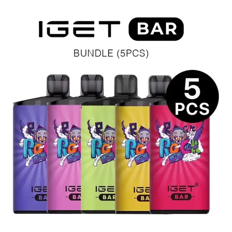 IGET Bar Bundle 5 Pack disposable vape in Iget Bar Bundle (5pcs), product photo on white