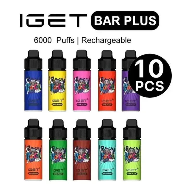 IGET Bar Plus S3 Box Mixed Flavours 10 Pack bulk carton shown upright on a plain white background