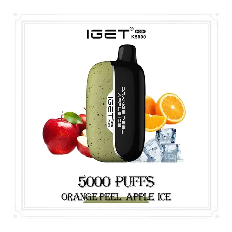 IGET Moon 5000 Orange Peel Apple Ice disposable vape in Orange Peel Apple Ice, product photo on white
