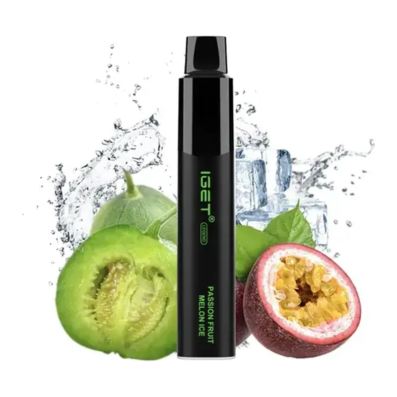 IGET Legend 4000 Passion Fruit Melon Ice disposable vape photographed front on against a white background