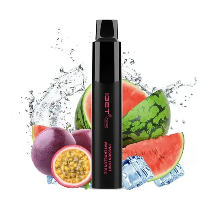 IGET Legend 4000 Passion Fruit Watermelon Ice disposable vape photographed front on against a white background