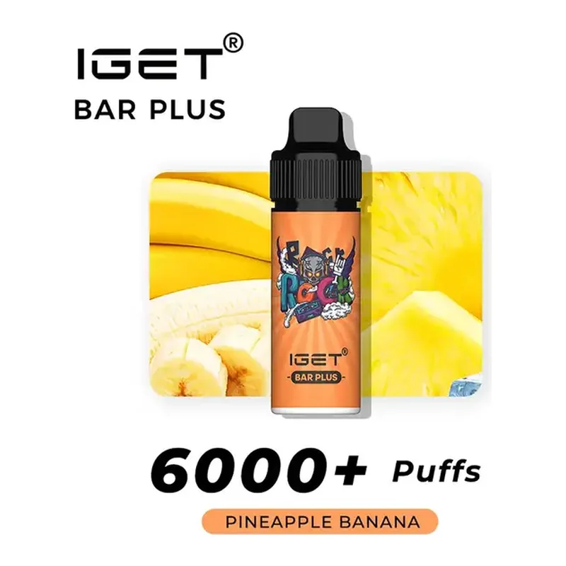 IGET Bar Plus S3 6000 Kit Pineapple Banana disposable vape in Pineapple Banana, product photo on white