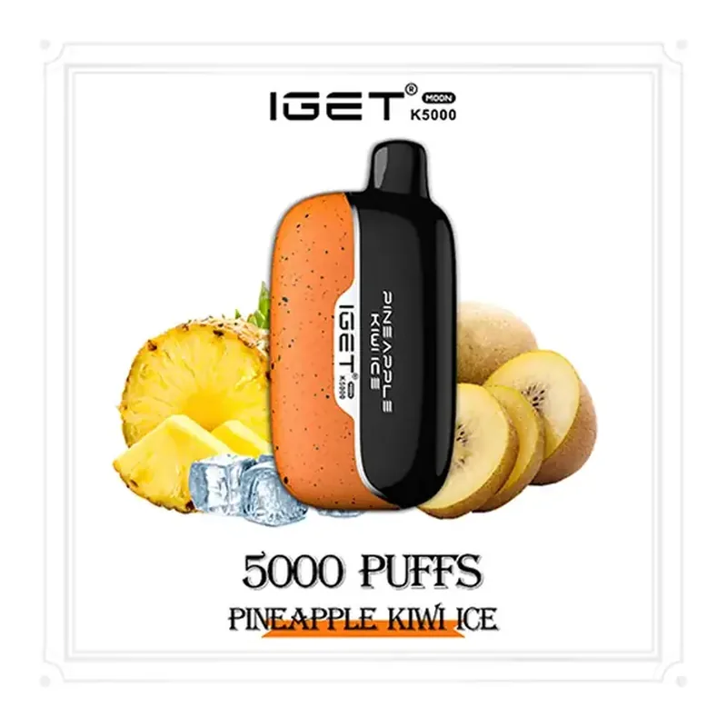 IGET Moon 5000 Pineapple Kiwi Ice disposable vape shown upright on a plain white background