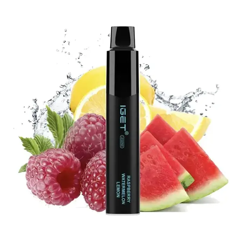 Front view of the IGET Legend 4000 Raspberry Watermelon Lemon disposable vape in Raspberry Watermelon Lemon