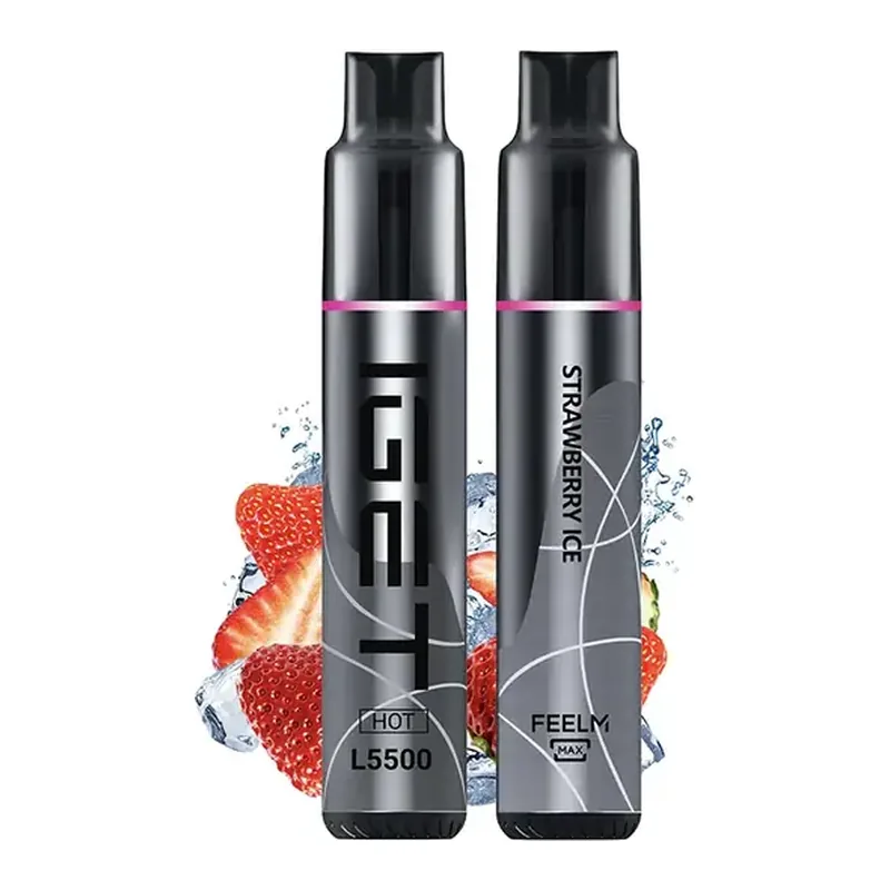 IGET Hot 5500 Strawberry Ice disposable vape photographed front on against a white background