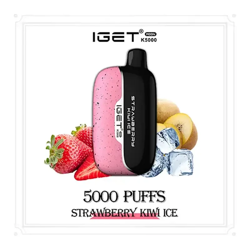 IGET Moon 5000 Strawberry Kiwi Ice Get Moon disposable vape shown upright on a plain white background