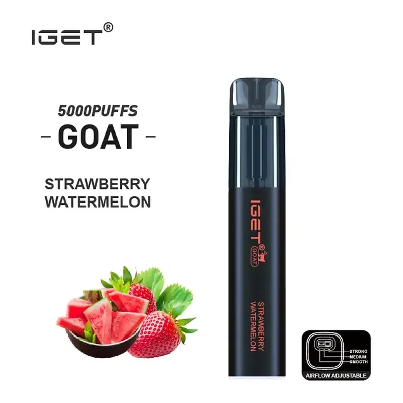 IGET Goat 5000 Strawberry Watermelon disposable vape shown upright on a plain white background