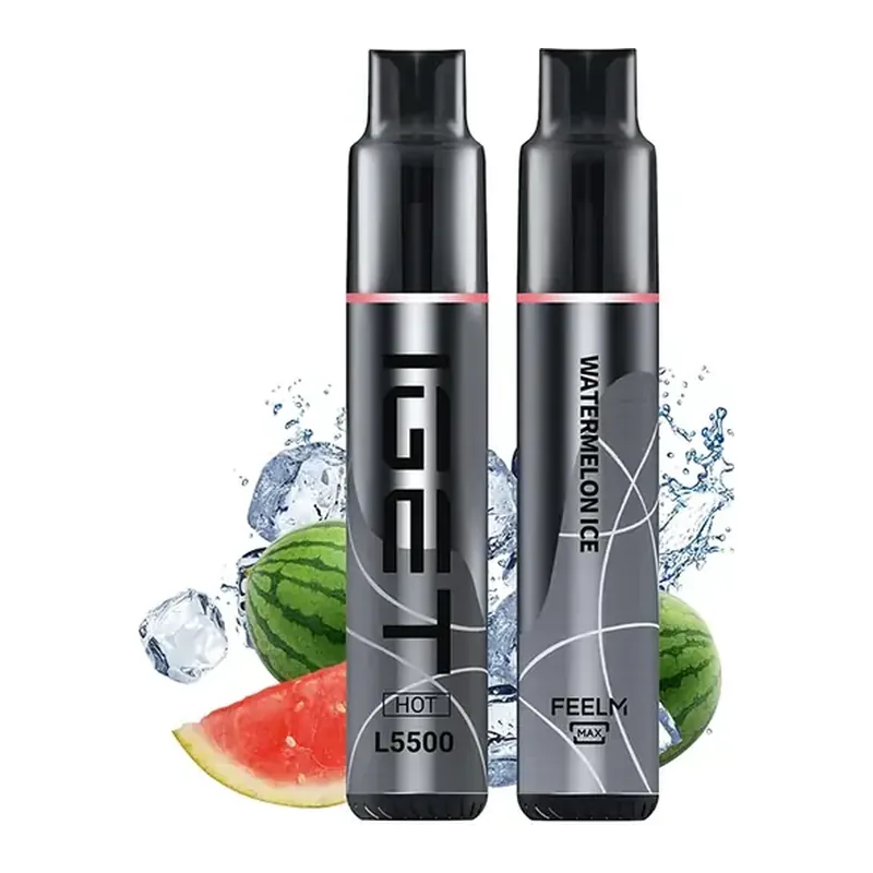 Front view of the IGET Hot 5500 Watermelon Ice disposable vape in Watermelon Ice